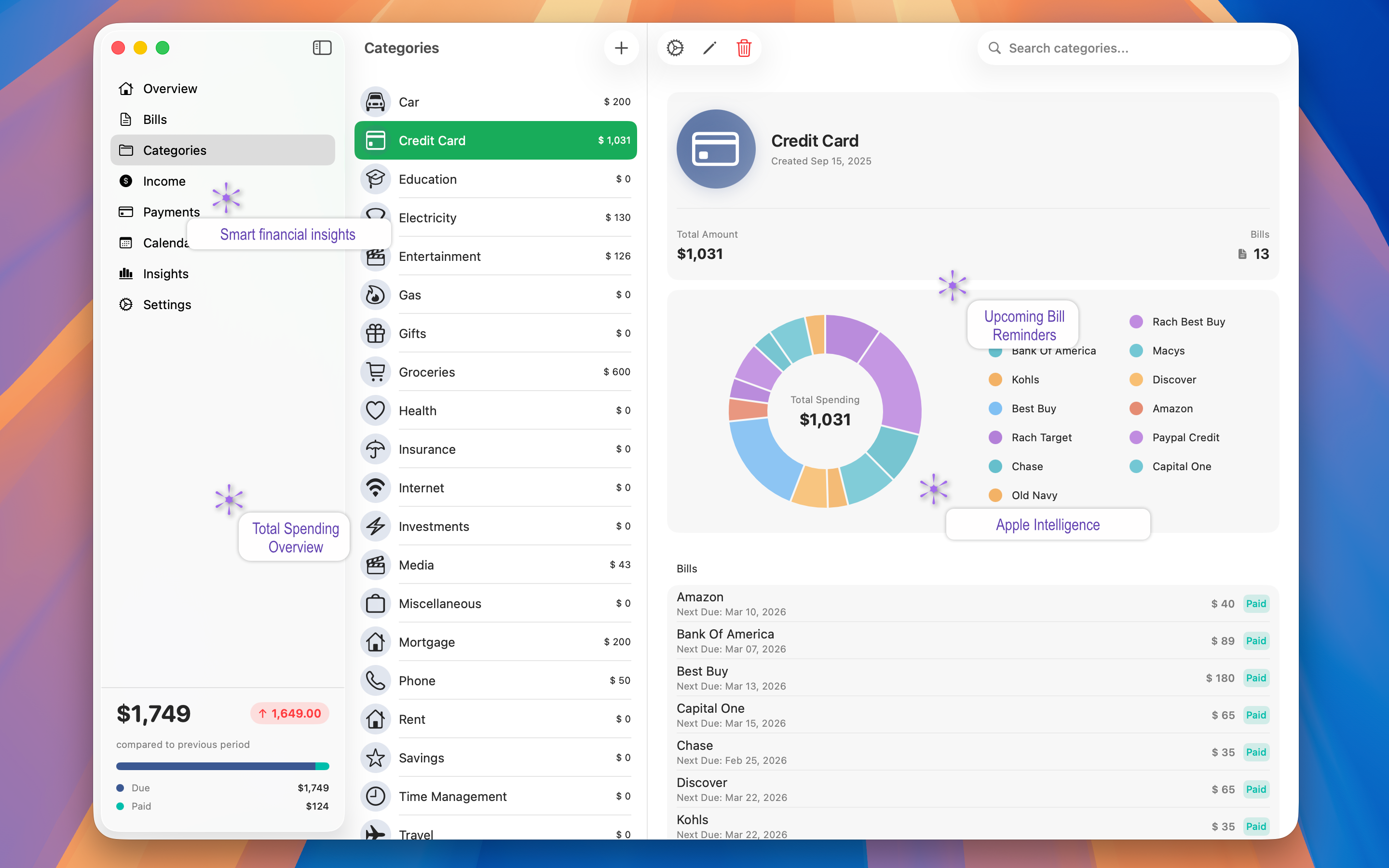 Kwilio Bills Pro screenshot 1