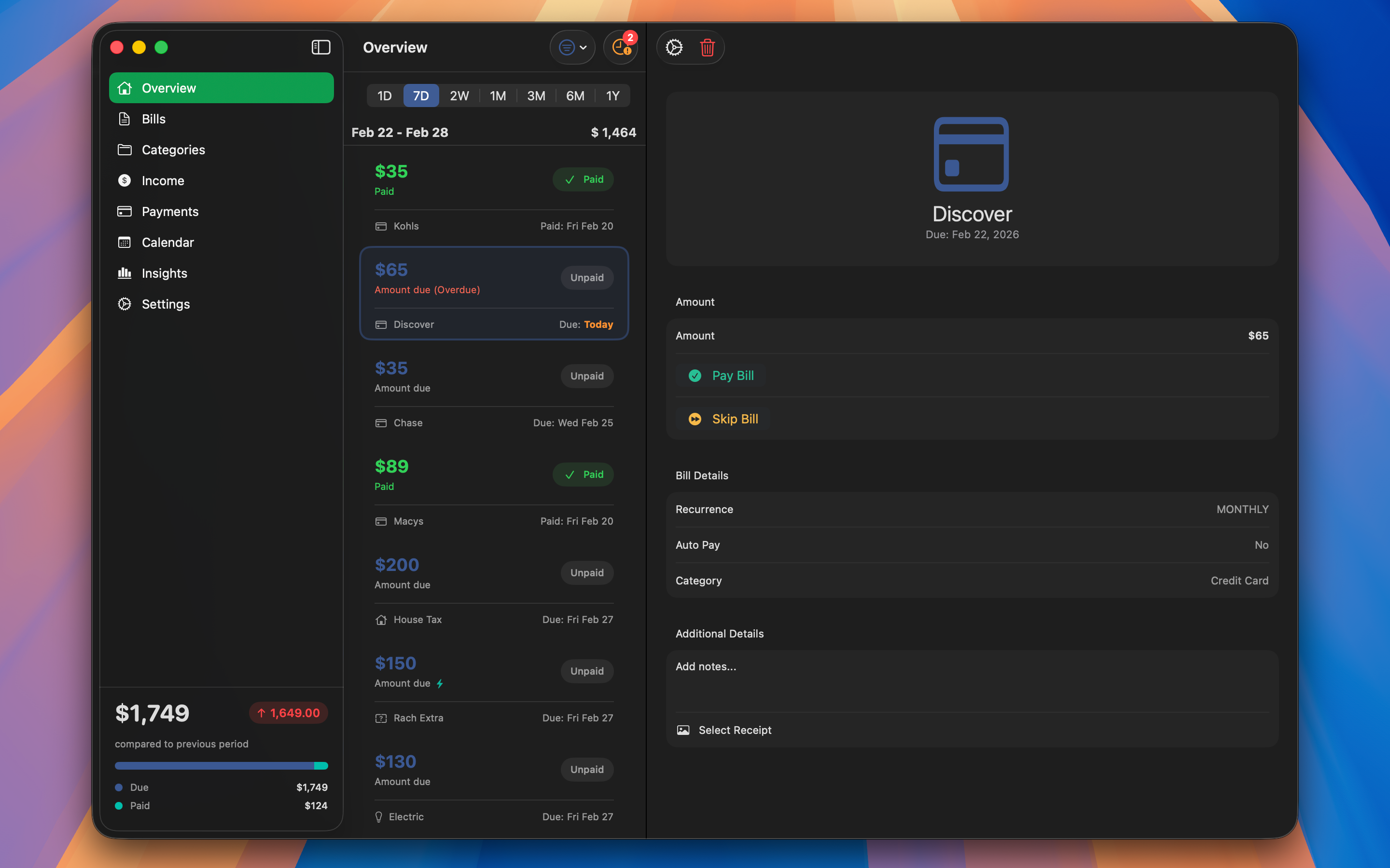 Kwilio Bills Pro screenshot 3
