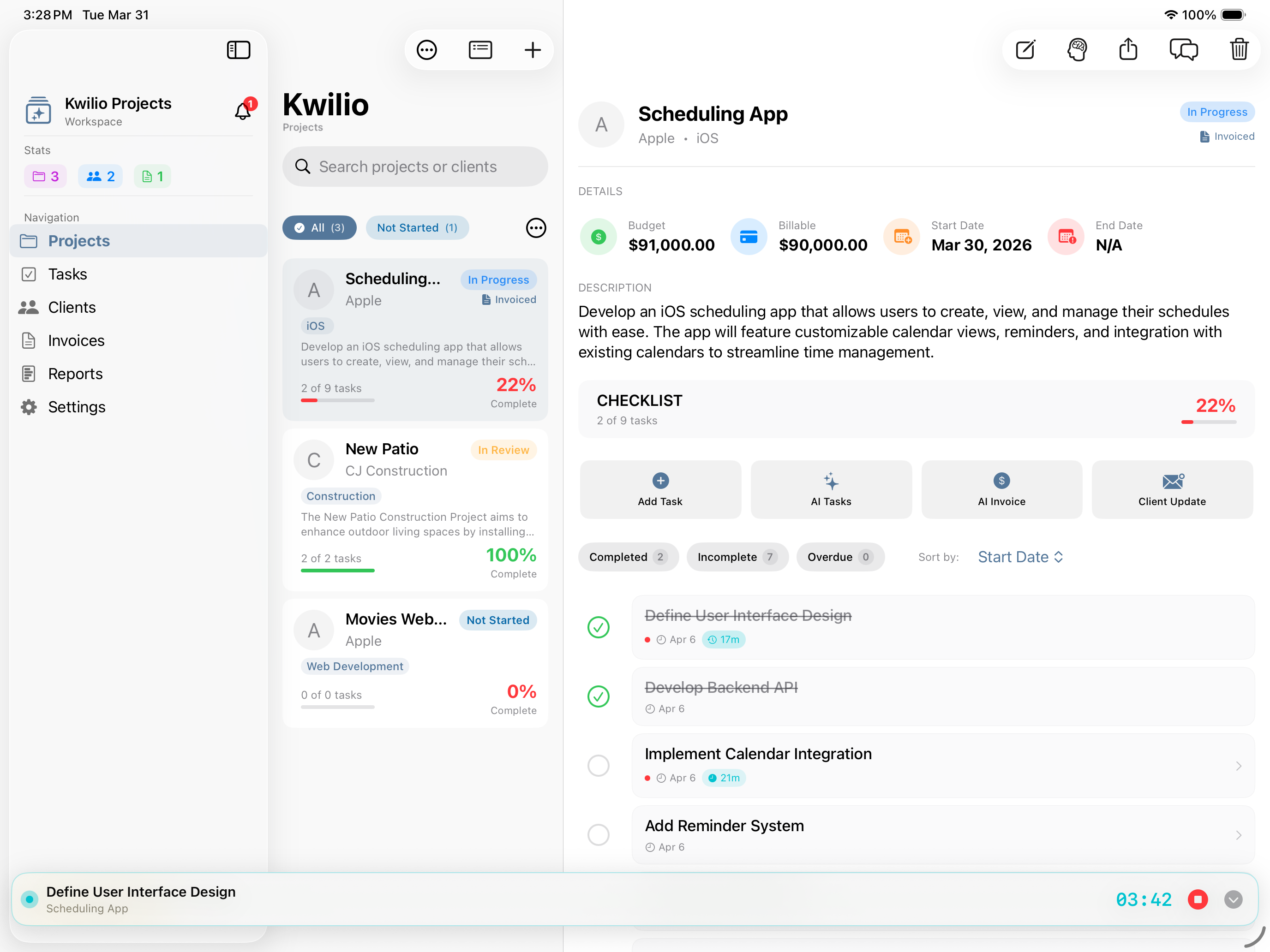 Kwilio Projects screenshot 2