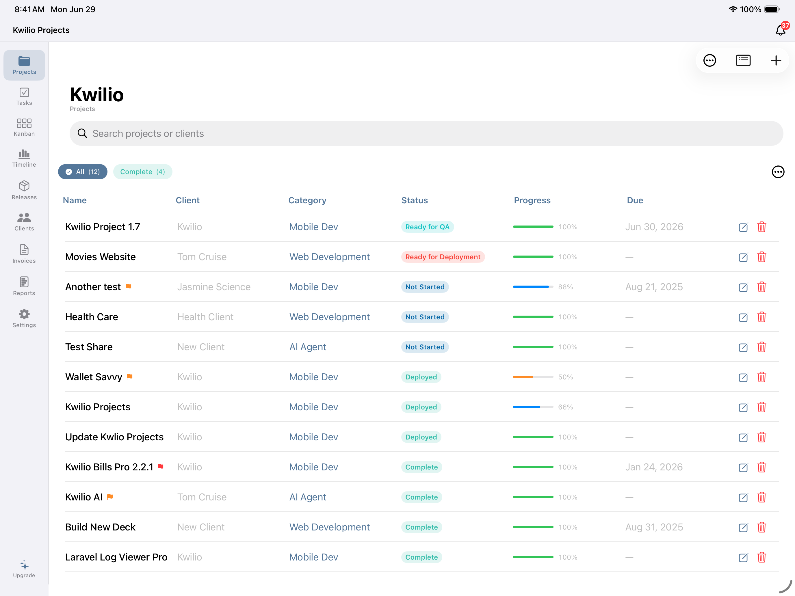 Kwilio Projects screenshot 2
