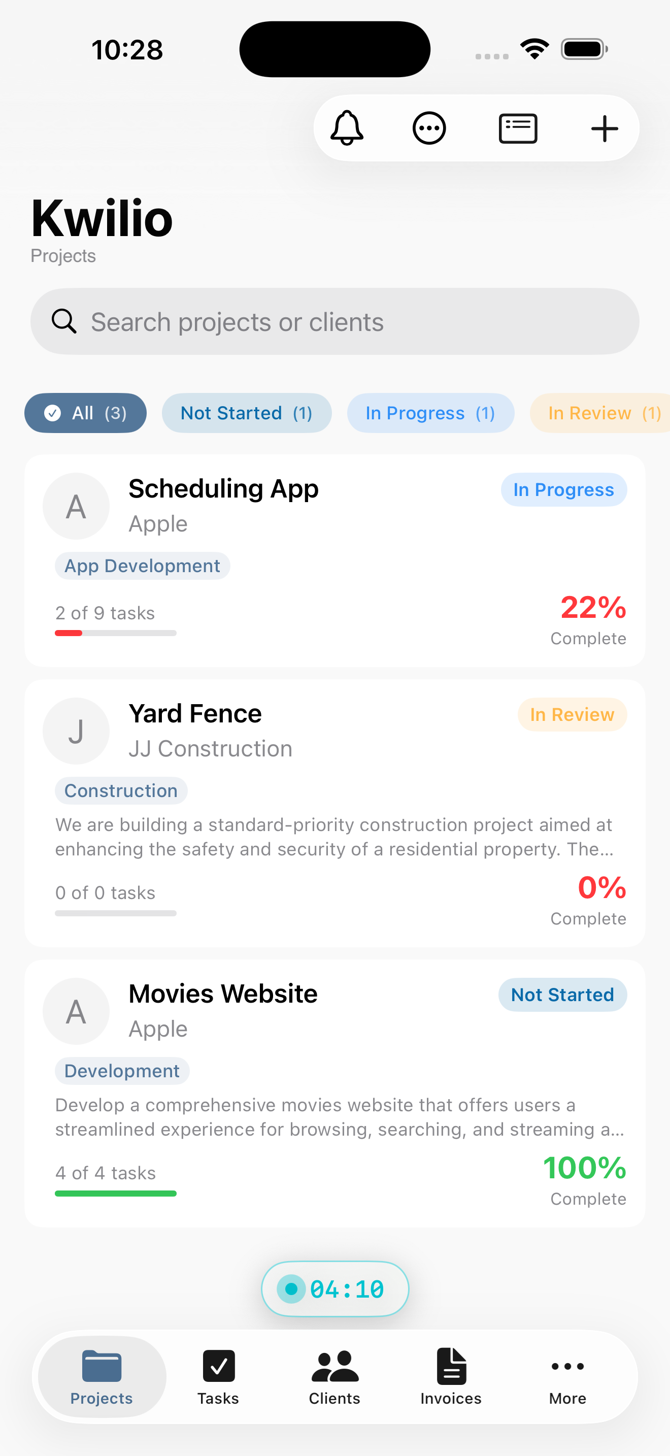 Kwilio Projects screenshot 1