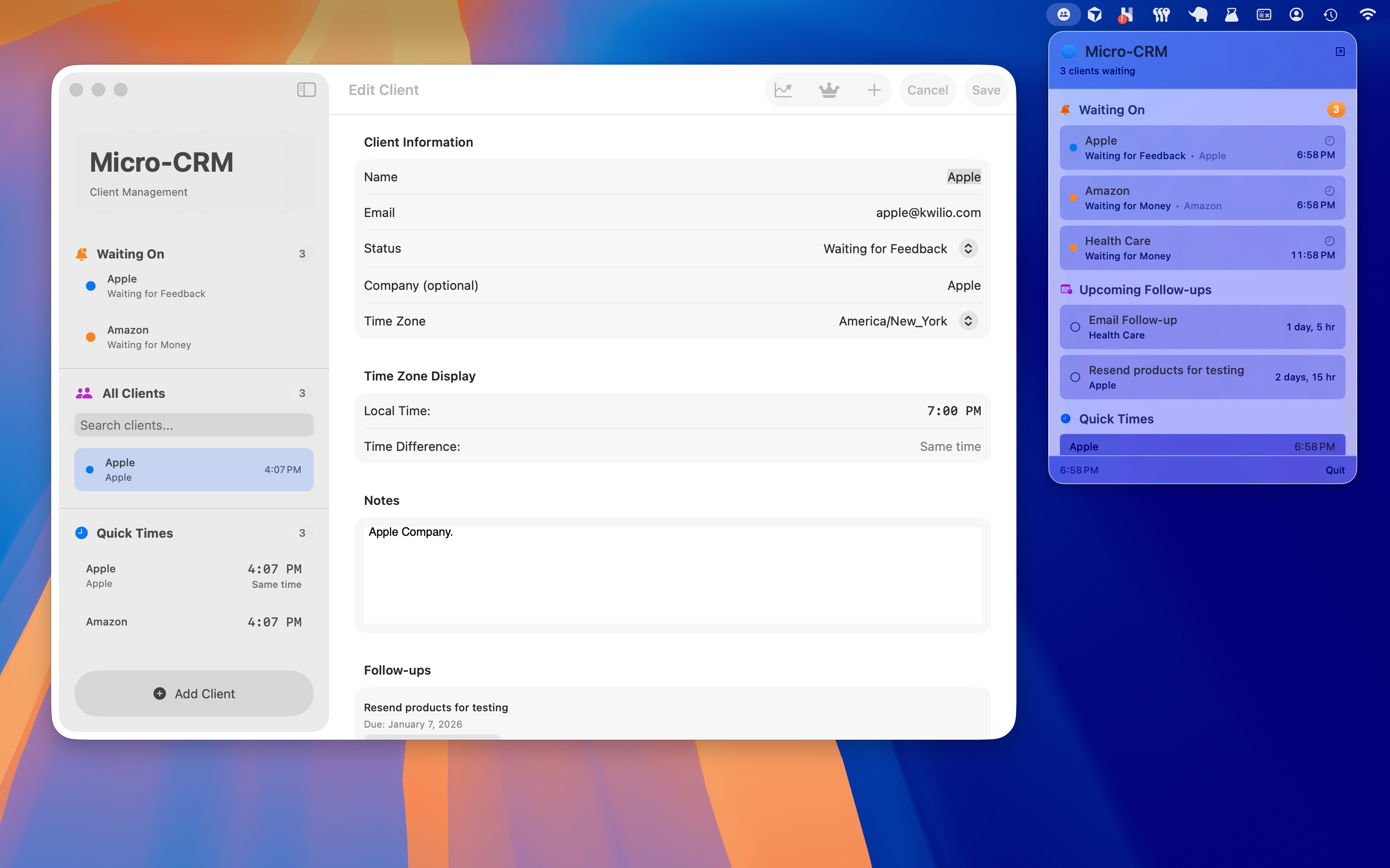 Micro-CRM screenshot 1