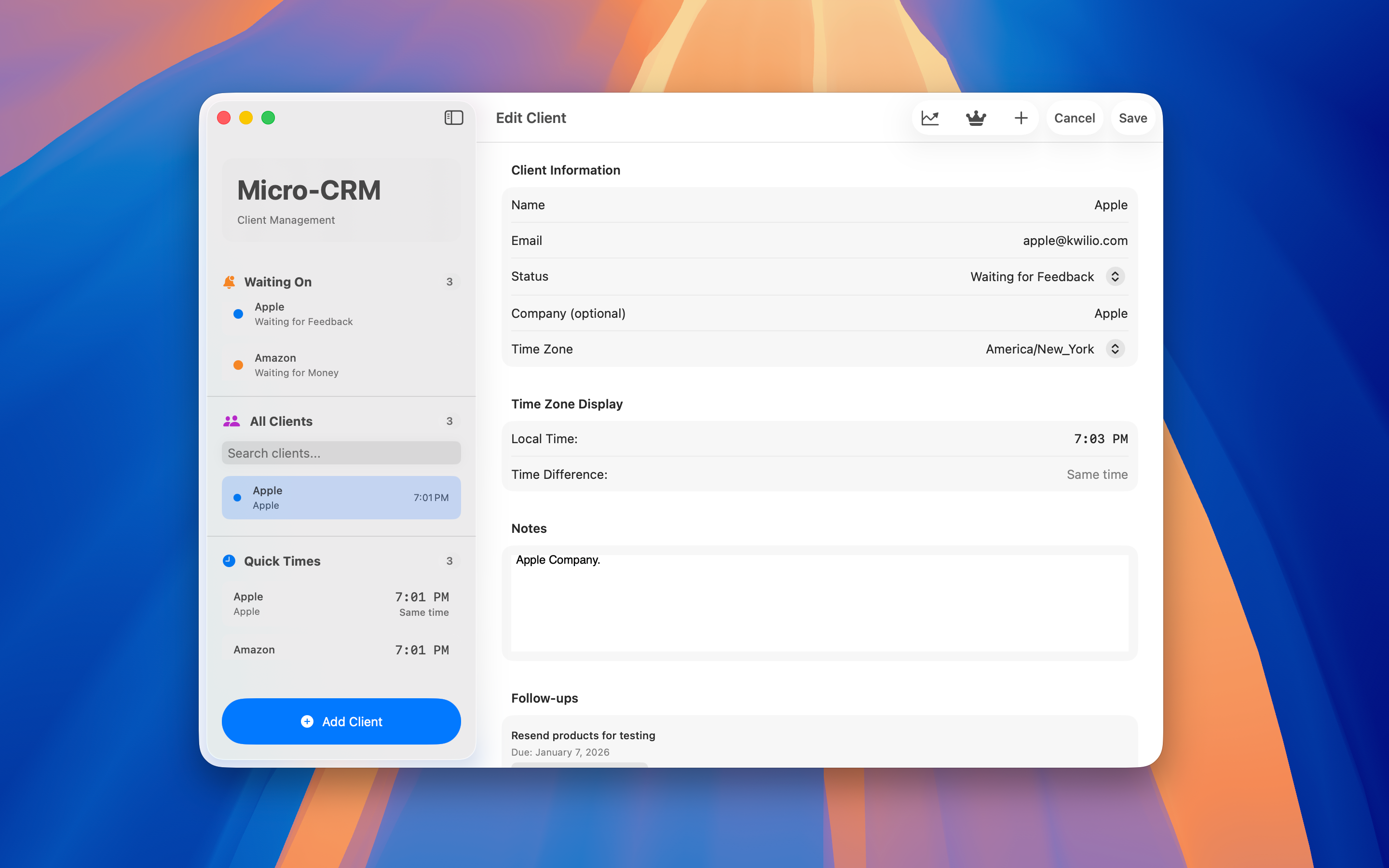Micro-CRM screenshot 3