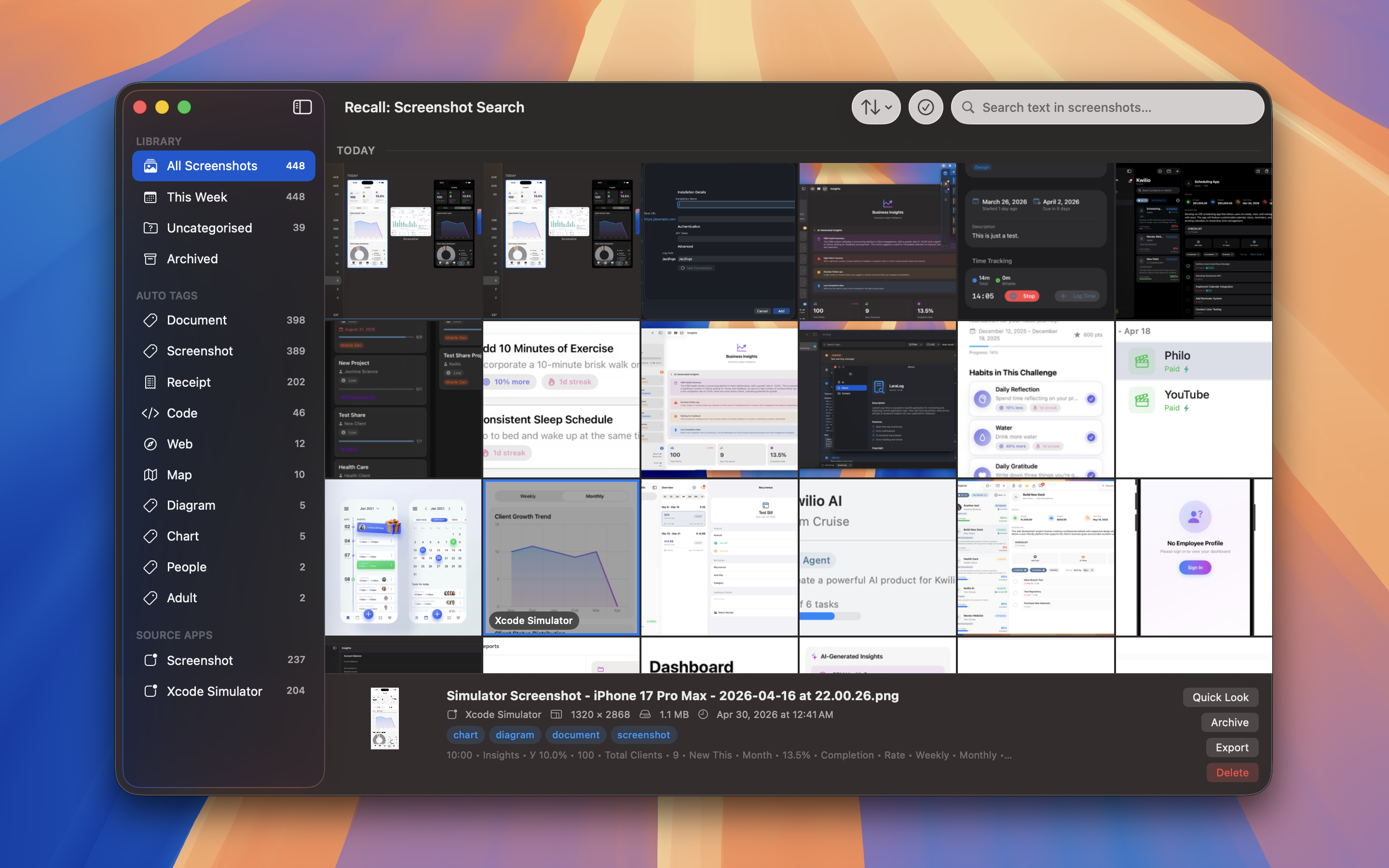 Recall screenshot 1