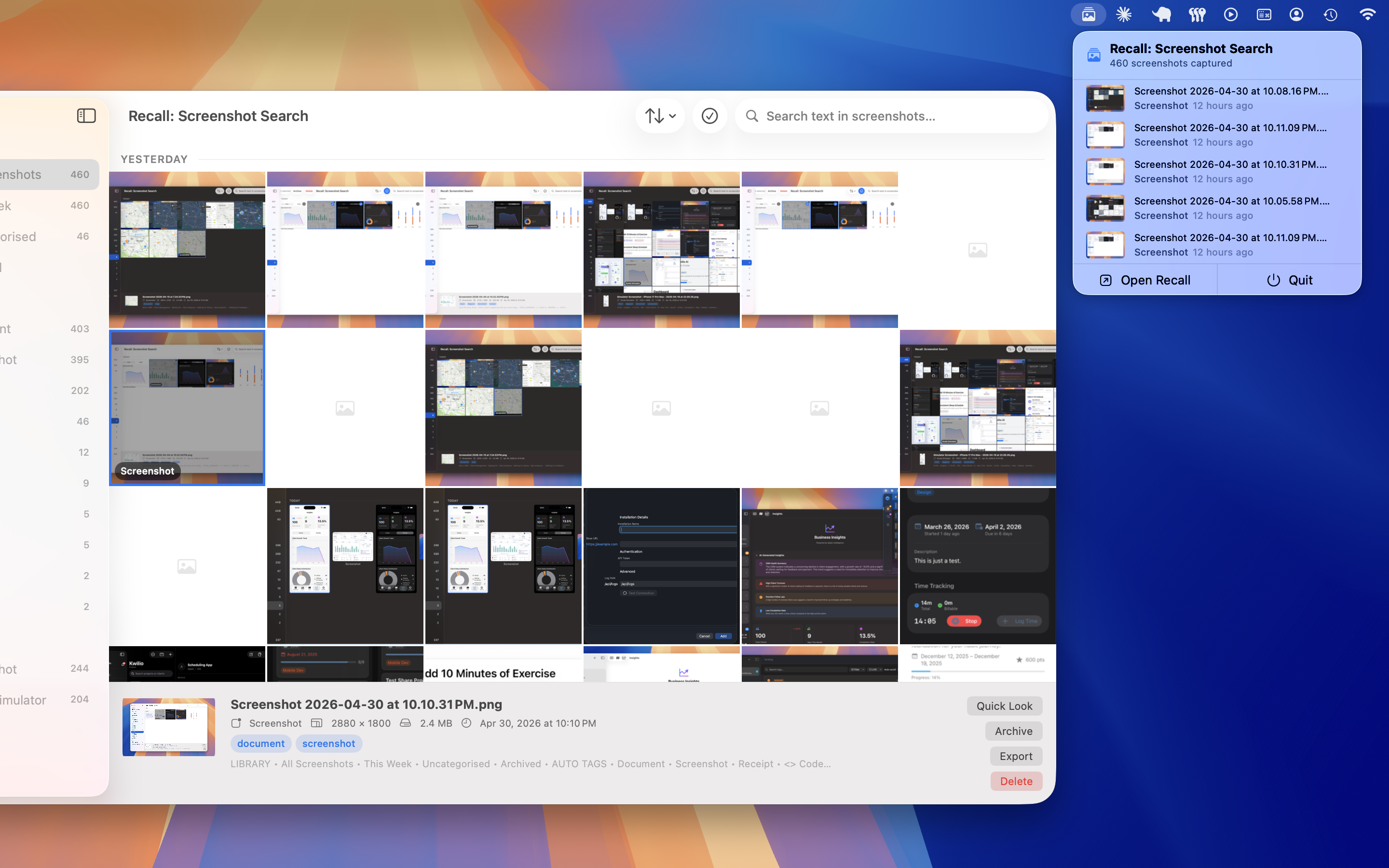 Recall screenshot 4